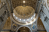 Architectural detail of the ceiling of Saint Peter's Basilica in Vatican City, the papal enclave in Rome, UNESCO World Heritage Site, Rome, Lazio, Italy, Europe