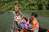 Family from Embera native community living by the Chagres River within the Chagres National Park, Republic of Panama, Central America