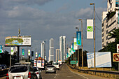 Panama City seen from Corredor Sur the highway that links it with the International Airport, Republic of Panama, Central America