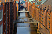 Luftaufnahme des Brookfleet-Kanals in der Speicherstadt, Stadtteil HafenCity, Hamburg, Deutschland, Europa