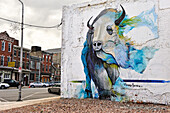 Mural by Mauro Carrera at 2nd and Poplar Streets, Northern Liberties, Mural Arts Program, Philadelphia, Commonwealth of Pennsylvania, United States of America, North America