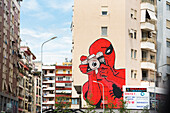 Mural painting, Tirana, Albania, Europe