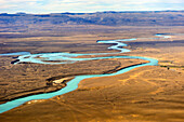 Aerial view of the Santa Cruz River around El Calafate, Patagonia, Argentina, South America