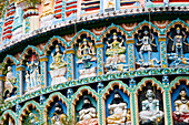 The colourful 14th century Dewri Mandir Temple dedicated to Durga, the Hindu Mother Goddess, Ranchi, Jharkhand, India, Asia