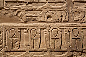 Relief of Ankhs, Temple of Rameses III, Karnak Temple Complex, UNESCO World Heritage Site, Luxor, Egypt, North Africa, Africa