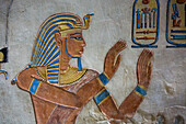 Bildnis des Pharao, Flachrelief, Grab des Fürsten Amenherkhepshef (Amenkopshef), QV55, Tal der Königinnen, Antikes Theben, UNESCO-Welterbe, Luxor, Ägypten, Nordafrika, Afrika