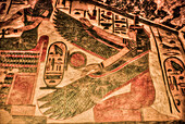 Image of Goddess Maat, Paintings and Relief, Tomb of Nefertari, QV66, Valley of the Queens, Ancient Thebes, UNESCO World Heritage Site, Luxor, Egypt, North Africa, Africa