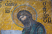 Bildnis Johannes des Täufers, Deesis-Mosaik von Christus, Innenraum, Große Moschee Hagia Sophia, 537 n. Chr., UNESCO-Welterbe, Sultanahmet, Istanbul, Türkei, Europa