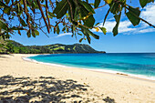 Kinunang white sand beach and the headland at beautiful Pulisan Resort, Pulisan, Minahasa Highlands, North Sulawesi, Indonesia, Southeast Asia, Asia