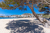 Blick auf den Strand und die Hotels in Santa Ponsa, Mallorca, Balearen, Spanien, Mittelmeer, Europa