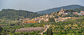 View of hilltop town of Selva, Majorca, Balearic Islands, Spain, Mediterranean, Europe