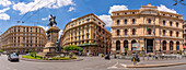 View of architecture and Vittorio Emanuele II Monument in Piazza Bovio, Corso Umberto I, Naples, Campania, Italy, Europe