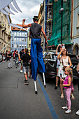 Parade of puppets from Marián Square to Old Town Square during the Prague Street Theatre Festival Behind the Door, Prague, Czech Republic