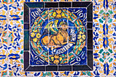 Saint Luke on old glazed ceramic tiles, Fine Arts Museum, Seville, Spain