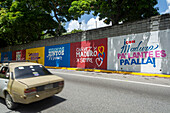 Billboards and murals in the streets of Caracas, campaigning for President Nicolas Maduro's election in Venezuela