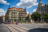 Square in Masarykovo Nabrezi, Prague, Czech Republic