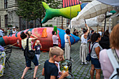 Parade of puppets from Marián Square to Old Town Square during the Prague Street Theatre Festival Behind the Door, Prague, Czech Republic