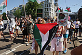 LGBTQ+ activists and supporters take part during Pride Walk protest on July 20, 2024 in Amsterdam,Netherlands. The LGBTQ+ community and supporters protest to draw attention to the fact that worldwide, lgbtq+-people are discriminated against and sometimes even arrested and prosecuted. Because of who they are.