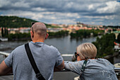 Rooftop bar with a view at The Dancing House, or Ginger and Fred (Tancící dum), is the nickname given to the Nationale-Nederlanden building on the Rašínovo nábreží in Prague, Czech Republic.