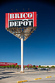 Modern architectural design of Bricodepot hardware store in Seville, Andalusia, Spain, showcasing sharp lines and a commercial exterior.