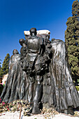 Bronze sculptural group by Mariano Benlliure commemorating the torero Joselito who died in 1921, located at Cementerio de San Fernando, Sevilla, Andalucia, Spain.