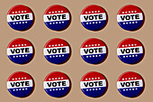 Studio shot of Vote badges