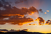 Clouds in gold sunlight at sunset