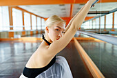 Portrait of ballerina in ballet studio