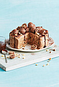 Chocolate hazelnut fridge cake with pralines