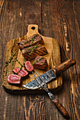 Grilled beef steak with thyme