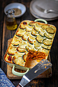 Vegetarische Moussaka mit Linsen, Kartoffeln und Zucchini