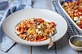 Couscous with baked vegetables and feta