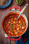 Turkey goulash with vegetables and buckwheat