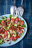 Tomato salad with avocado and mozzarella