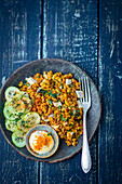 Curried lentil salad with turkey