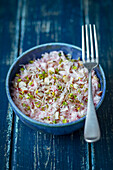 Radish salad with apple and sprouts