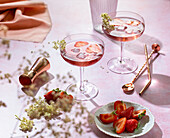 Strawberry and elderflower cocktail