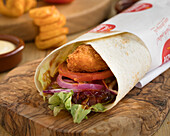 BBQ crispy chicken wrap with vegetables