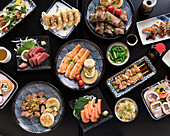 Japanese buffet: sushi, sashimi, yakitori and gyoza