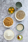 Ingredients for sourdough banana bread