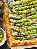 Green asparagus ricotta tart