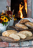 Homemade farmhouse bread fresh from the oven