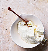 Fresh ricotta in a ceramic bowl