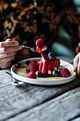 Pannacotta with fresh berries and berry sauce