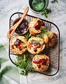 Savoury muffins with caramelised onions and herbs