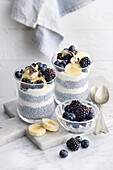 Chia pudding with berries and banana