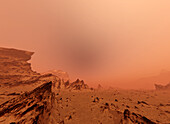 Dust storm on Mars, illustration