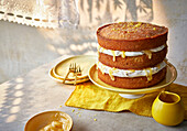 Lemon sponge cake with lemon glaze