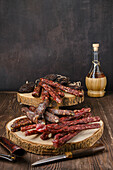 Selection of smoked game sausage specialities