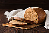 Rye bread on a wooden cutting board